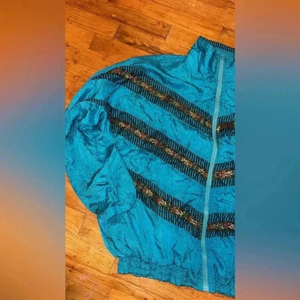 Sale VINTAGE Grand Prix XL blue zipper jacket coat nylon activewear 1990’s - Picture 5 of 9